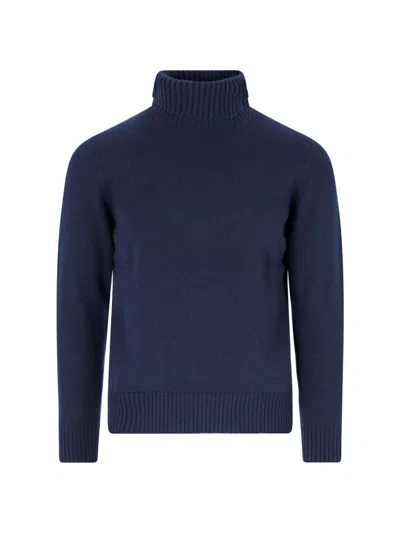 Drumohr Knit Crew Neck Sweater Warm Fabric In Blue