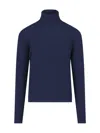 Drumohr Turtleneck Sweater In Blue Wool Navy Tones In Blue