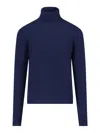 Drumohr Turtleneck Sweater In Blue Wool Navy Tones In Blue