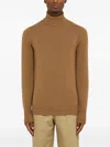 Drumohr Camel-coloured Turtleneck Sweater In Wool In Brown