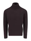 Drumohr Ribbed Turtleneck Crewneck Sweater In Brown