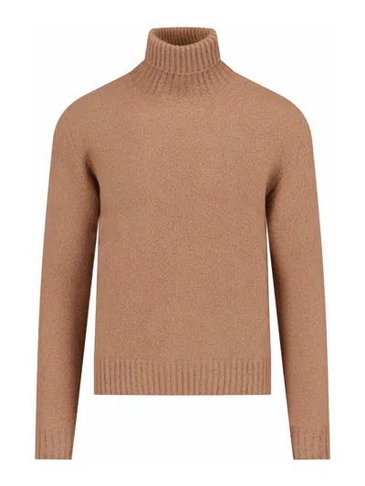 Drumohr Man Turtleneck Camel Size 44 Lambswool In Brown
