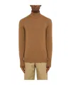 Drumohr Camel-coloured Turtleneck Sweater In Wool In Brown