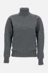 Drumohr Ribbed Turtleneck Sweater In Lambswool In Gray