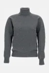 Drumohr Ribbed Turtleneck Sweater In Lambswool In Gray