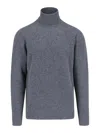 Drumohr Ribbed Turtleneck Sweater Long Sleeves In Grey