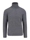 Drumohr Ribbed Turtleneck Sweater Long Sleeves In Grey