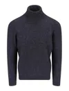 Drumohr Ribbed Turtleneck Sweater With Long Sleeves In Grey