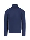 Drumohr Turtleneck Sweater In Blue Wool Navy Tones