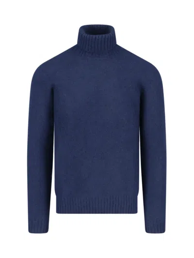 DRUMOHR TURTLENECK SWEATER IN BLUE WOOL NAVY TONES