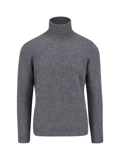 DRUMOHR TURTLENECK SWEATER IN GRAY WOOL RIBBED TRIM