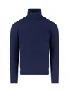 Drumohr Ribbed Turtleneck Sweater Long Sleeves In Blue