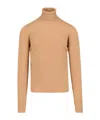 Drumohr Turtleneck Sweater In Brown Cashmere Ribbed Trim In Brown
