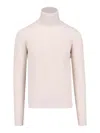 Drumohr Ribbed Turtleneck Sweater Long Sleeves In White