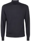 Drumohr Modern Turtleneck Sweater Ribbed Trim In Blue Navy