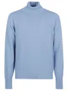 Drumohr Turtleneck Thin Wool Long Sleeves Sweather In Blue