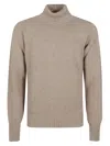 Drumohr Turtleneck Thin Wool Long Sleeves Sweather In Sand