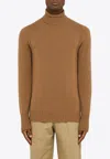 Drumohr Camel-coloured Turtleneck Sweater In Wool In Beige