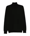 Drumohr Wool Turtleneck Sweater Ribbed Cuffs In Black