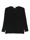 Drumohr V-neck Three-quarter Sleeve Top In Black