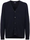 Drumohr Long-sleeved Knitted Cardigan In Blue