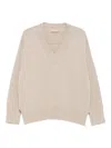 Drumohr Long Sleeves V Neck Oversized Sweater In Neutral