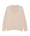 Drumohr Long Sleeves V Neck Oversized Sweater In Neutral