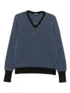 Drumohr V-neck Geometric-pattern Sweater In Blue