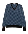 Drumohr V-neck Geometric-pattern Sweater In Blue