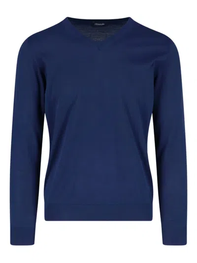 Drumohr V-neck Long-sleeve Sweater In Blue