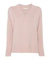 Drumohr Long Sleeves V Neck Oversized Sweater In Pink