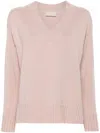 Drumohr Long Sleeves V Neck Oversized Sweater In Pink