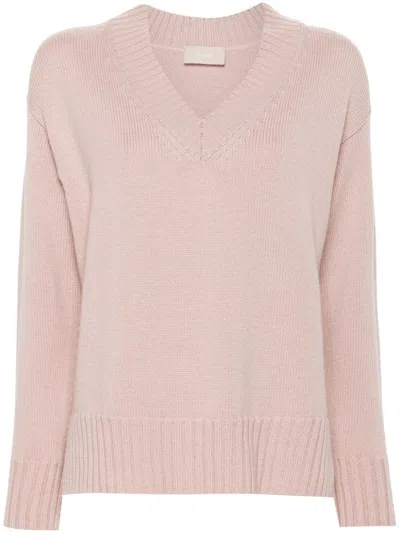 Drumohr V-neck Long-sleeve Sweater In Pink