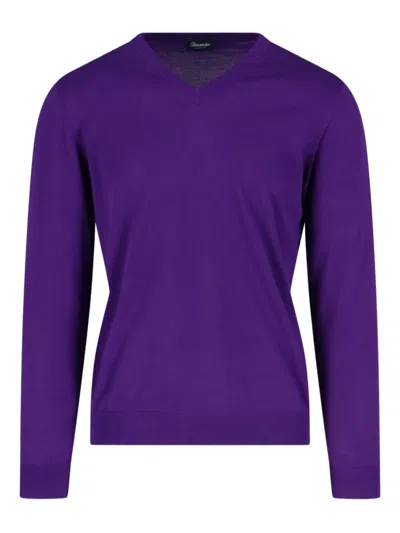 Drumohr V-neck Long-sleeve T-shirt In Purple
