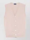 Drumohr V-neck Ribbed Cotton Vest In Pink