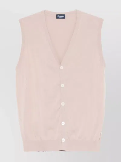 Drumohr V-neck Ribbed Hem Sweater In Pink