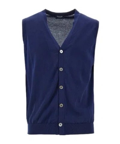 Drumohr V-neck Sleeveless Vest In Blue
