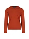 Drumohr Ribbed V-neck Sweater With Long Sleeves In Red