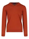 Drumohr Ribbed V-neck Sweater With Long Sleeves In Brown