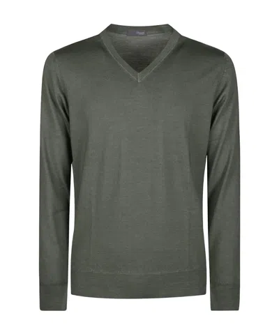 Drumohr V-neck Wool Sweater In Green