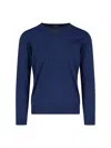 Drumohr Ribbed V-neck Sweater With Long Sleeves In Blue
