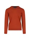 Drumohr Ribbed V-neck Sweater With Long Sleeves In Orange