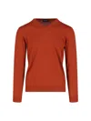 Drumohr Ribbed V-neck Sweater With Long Sleeves In Orange