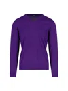 Drumohr Ribbed V-neck Sweater With Long Sleeves In Purple