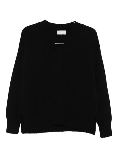 Drumohr V-neck Wool Sweater In Black