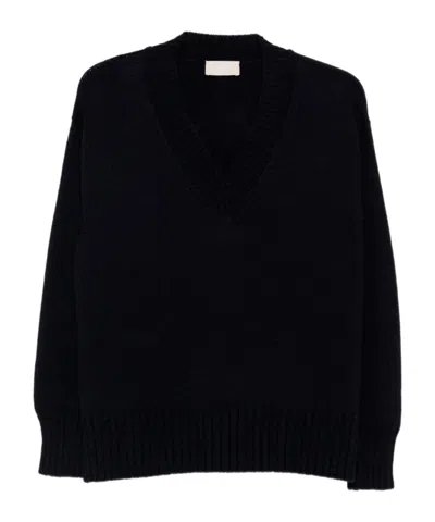 Drumohr V-neck Wool Sweater In Black