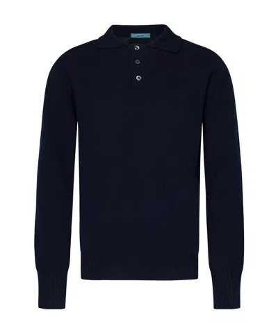 Drumohr Virgin Wool Knitted Polo Shirt In Black