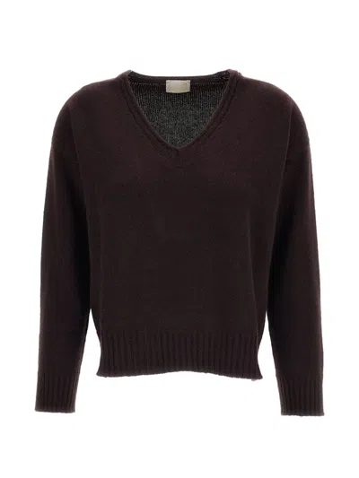 Drumohr V-neck Cashmere Sweater In Brown