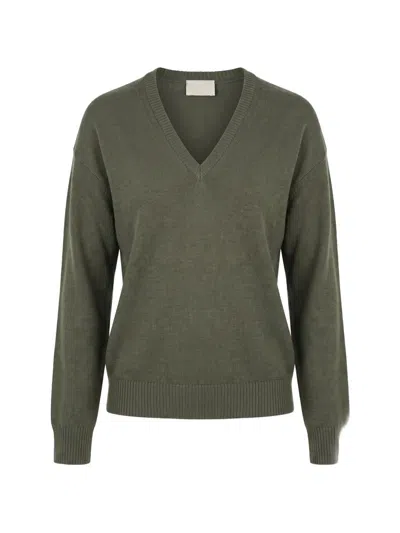 Drumohr V-neck Merino Sweater In Green