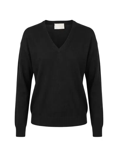 Drumohr V-neck Merino Wool Sweater In Black